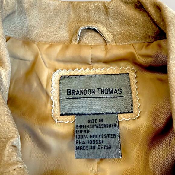 Brandon Thomas Vintage Suede Leather Button Up Jacket Western Women Size M Tan - Picture 15 of 15